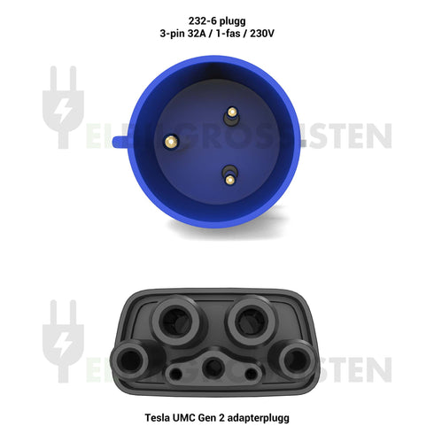 Tesla UMC Gen 2 Adapter - Overgang - 232-6 - 32A 1P 230V - Elbilgrossisten